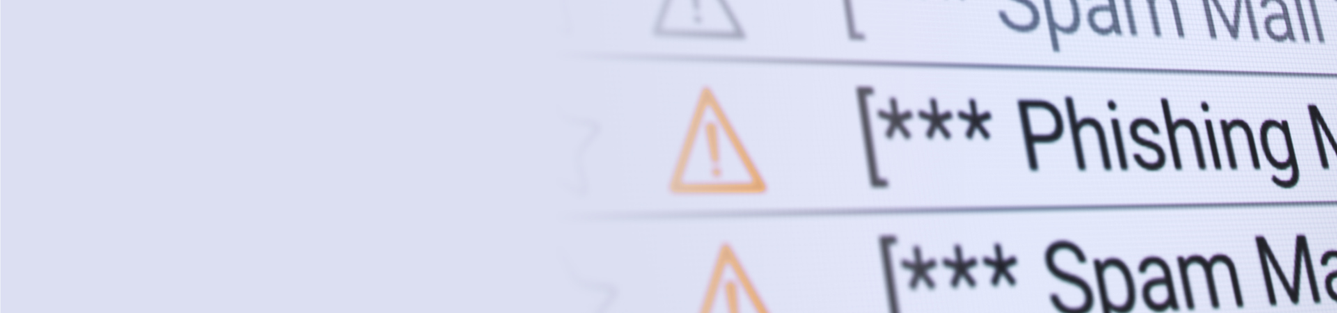 Close-up of an inbox with spam and phishing emails