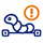 Blue worm malware icon with an exclamation mark